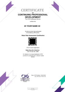 CPD certificate Water Risk Assessment Certification