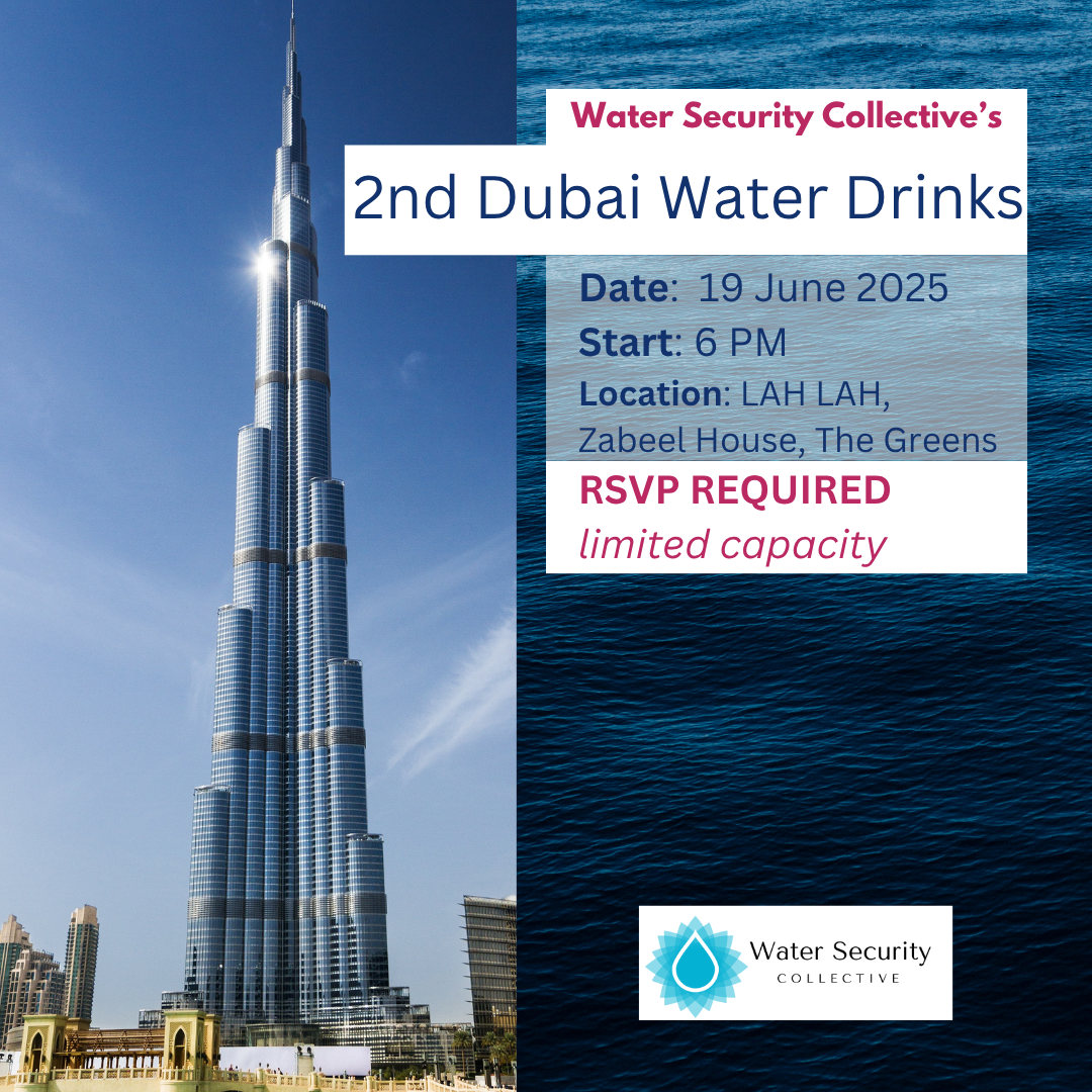 Registration for Dubai Water Drinks - an informal networking event for water professionals.
