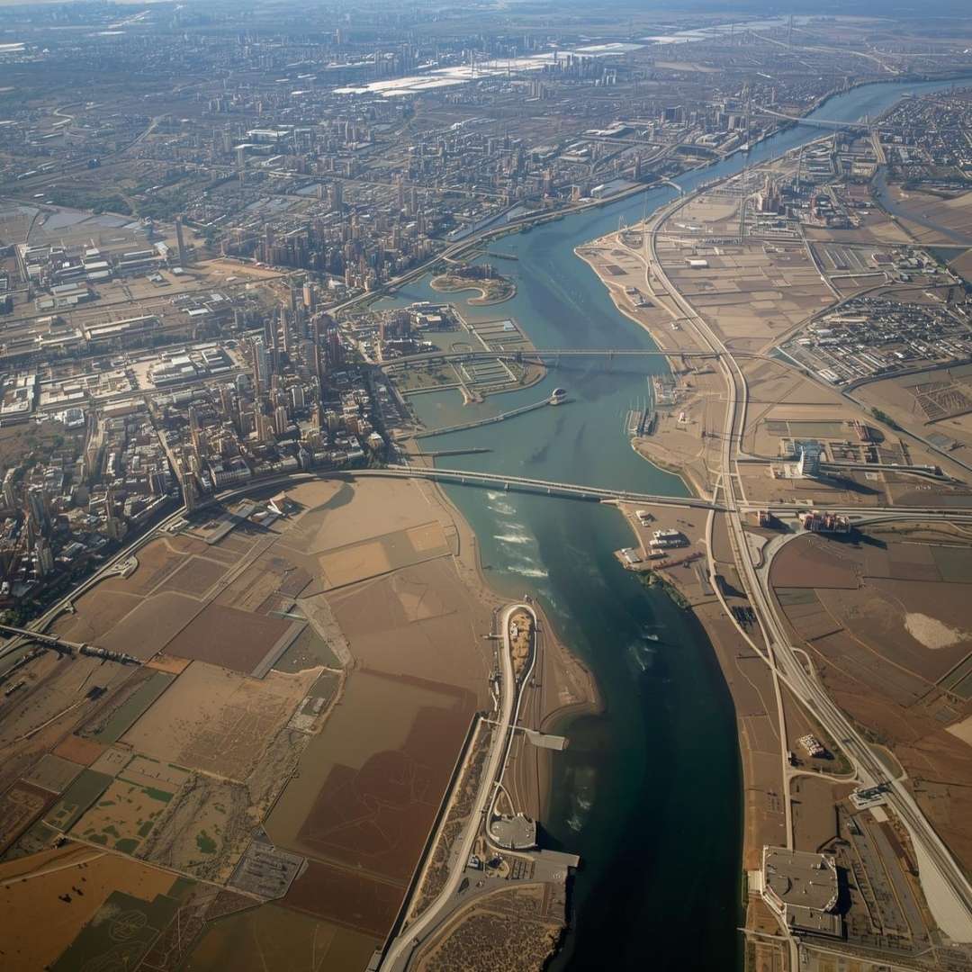 Urban water system illustrating water risk exposure for cities and businesses